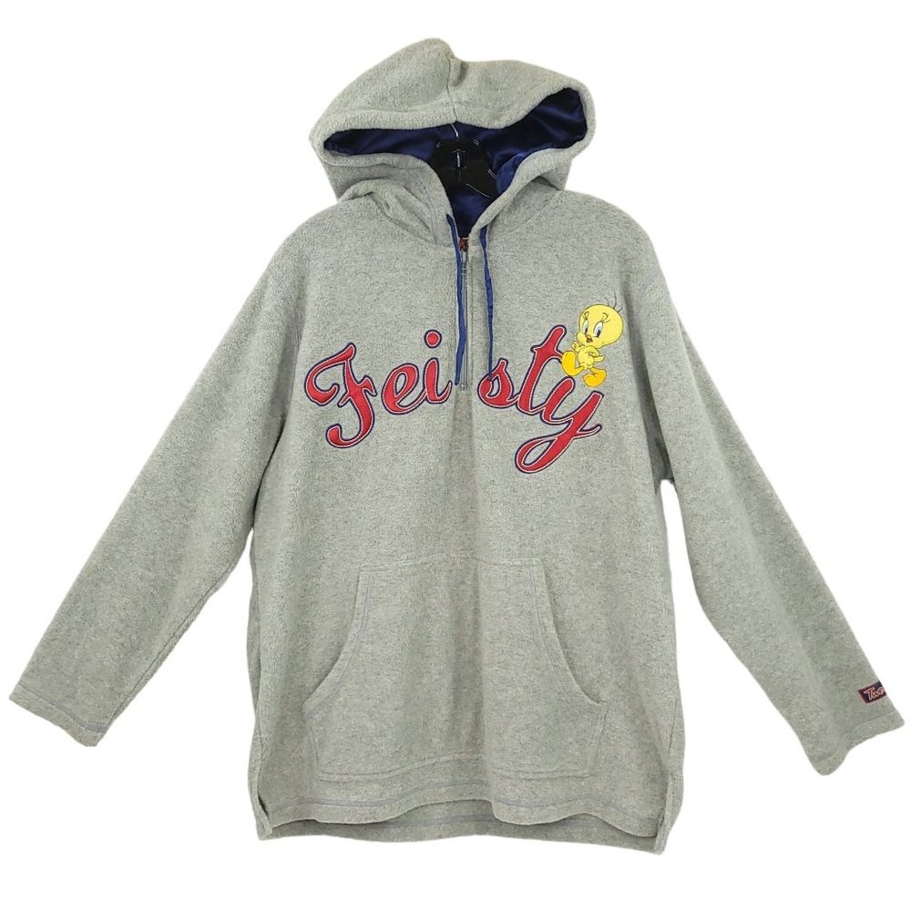 Looney Tunes Feisty Tweety Quarter Zip Hoodie Sweatshirt Womens 1X 16W Applique